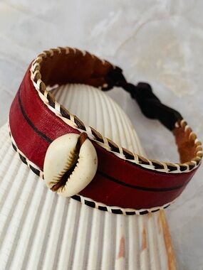 African Cowrie Shell Handmade Leather Bracelet